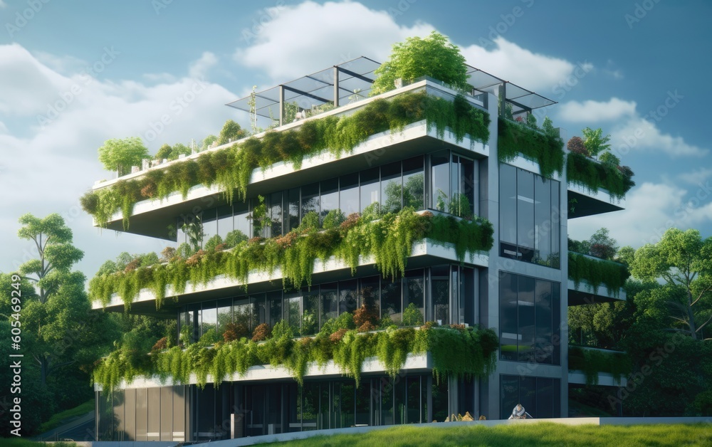 Eco-Friendly Architecture: Harmonizing Design with Nature. Generative AI. 