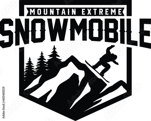 snowboarding emblem, mountain snowskate, ski and Snowboard, snowboarding logo, snowboard silhouette, snowboarding winter sports logo vector illustration