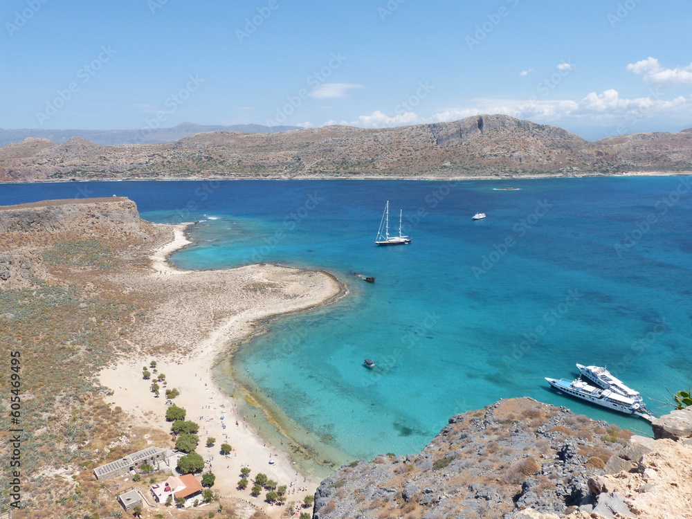 View of the sea from the Gramvousa Island Crete Greece