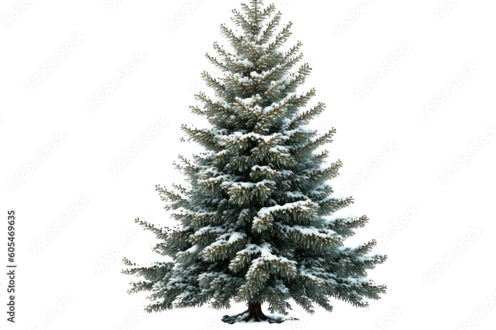 Fototapeta premium Christmas tree illustration art on transparent background. Generative Ai.