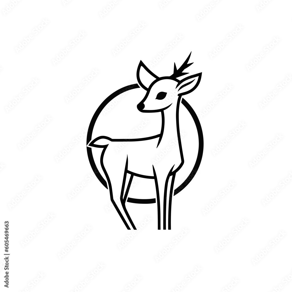  line simple logo deer