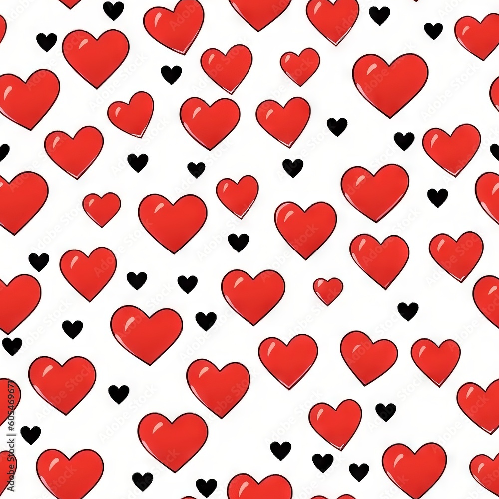 Spaced Hearts Dance in Love, Romance seamless pattern, Generative AI