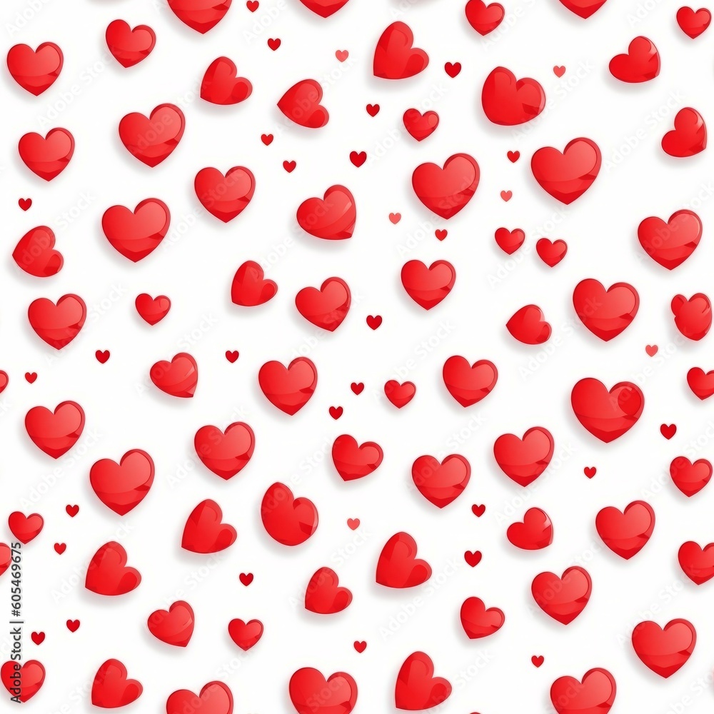 Spaced Hearts Dance in Love, Romance seamless pattern, Generative AI