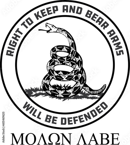 Don't Tread on Me-Come and Take it-Molon Labe Emblem in Black and White