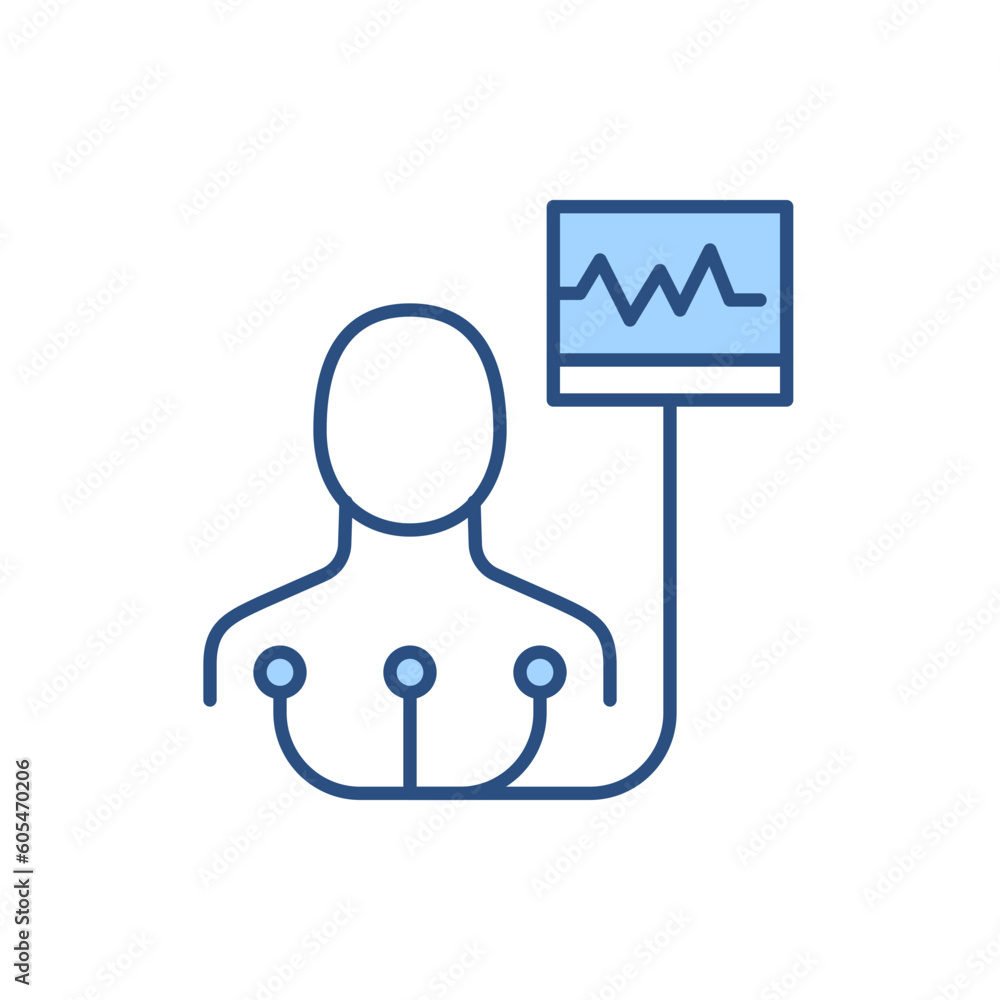 Electrocardiogram related vector line icon. Isolated on white background. Vector illustration. Editable stroke Electrocardiogram related vector line icon. Isolated on white background. Vector illustration. Editable stroke