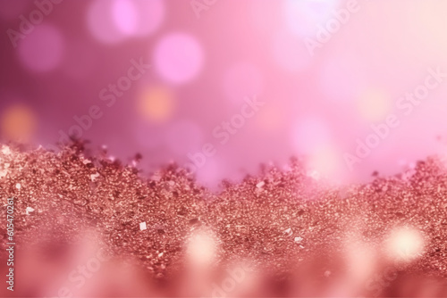 Decorative background. Abstract luxury sparkly pink holiday background with gold particle. AI generative