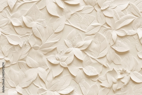 Ivory colored paper, handmade paper with specks of leaves and flowers. AI generative © SANGHYUN
