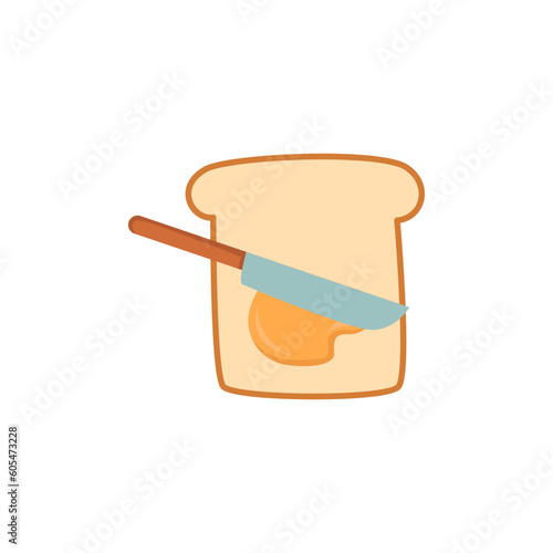 Vector slice of bread or toast with a peanut butter isolated illustration