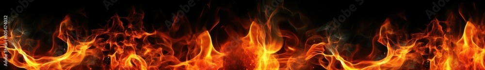 Fire flames on black background. Generative ai Fire flames on black background. Generative ai