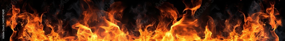 Fototapeta premium Fire flames on black background. Generative ai