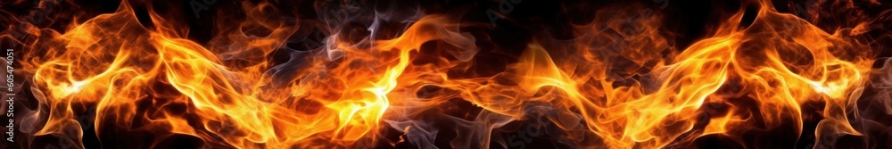 Fire flames on black background. Generative ai Fire flames on black background. Generative ai