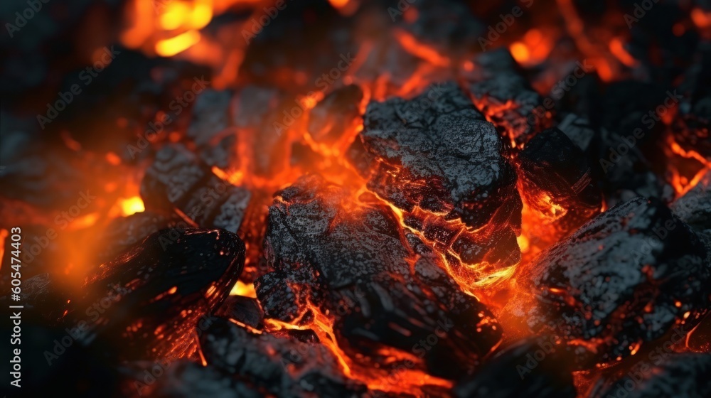Burning coals from a fire abstract background. Generative ai Burning coals from a fire abstract background. Generative ai