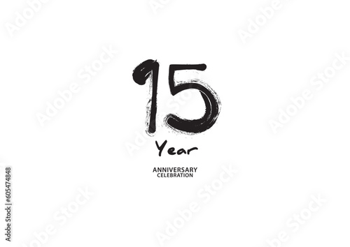 15 year anniversary celebration logotype on white background for poster, banner, flyer, invitations or greeting card, 15 number logo design, 15th Birthday invitation, anniversary vector template