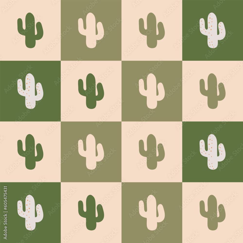 Boho pattern with cactus in muted earthy tones. Tribal pattern with succulent cactus flowers. Boho pattern with cactus in muted earthy tones. Tribal pattern with succulent cactus flowers.