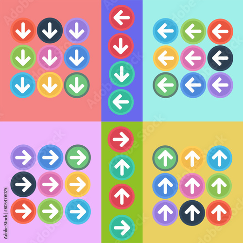 Up down right left arrows buttons  vector set