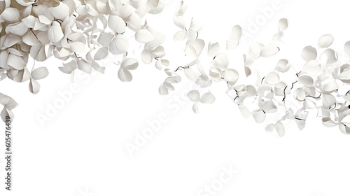 cascading petals as a frame border, isolated with copyspace