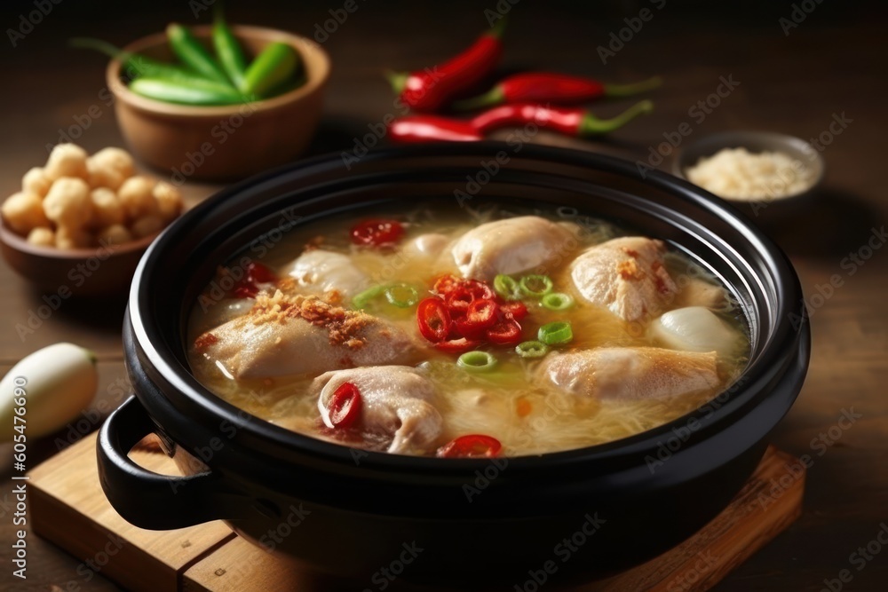 Samgye-tang or ginseng chicken soup meaning Food photography Samgye-tang or ginseng chicken soup meaning Food photography