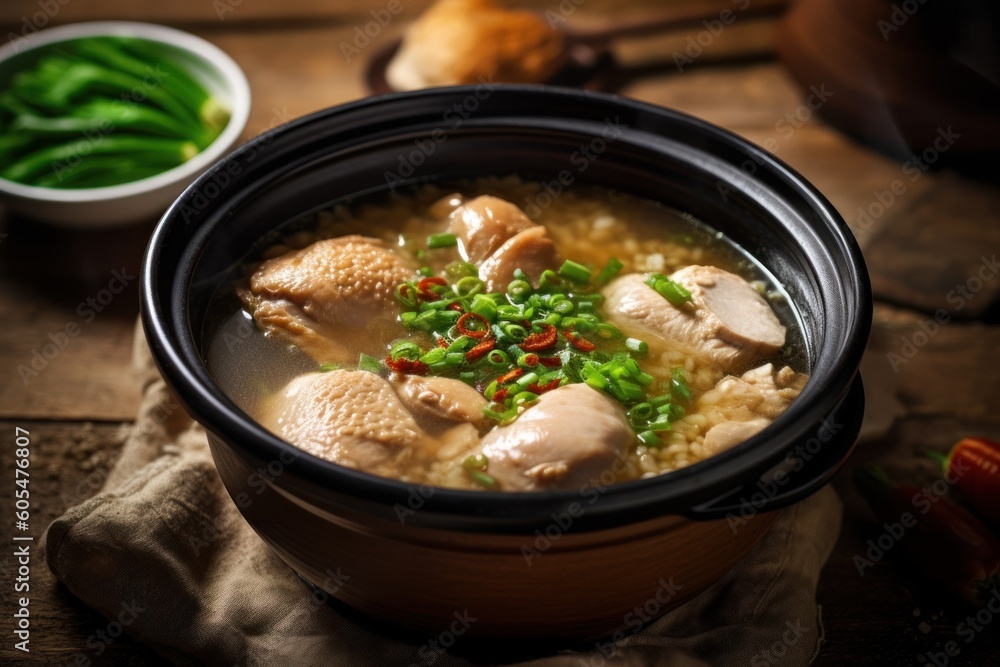 Samgye-tang or ginseng chicken soup meaning Food photography Samgye-tang or ginseng chicken soup meaning Food photography
