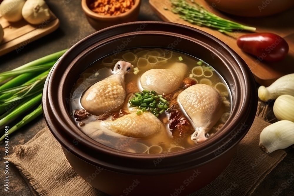 Samgye-tang or ginseng chicken soup meaning Food photography Samgye-tang or ginseng chicken soup meaning Food photography