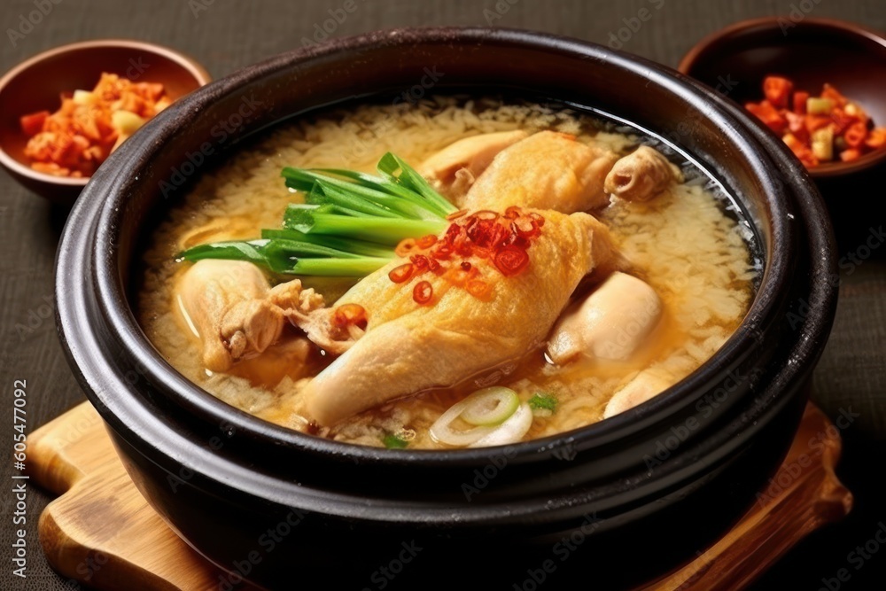 Samgye-tang or ginseng chicken soup meaning Food photography Samgye-tang or ginseng chicken soup meaning Food photography
