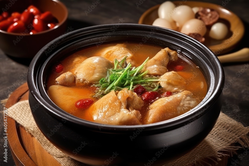 Samgye-tang or ginseng chicken soup meaning Food photography Samgye-tang or ginseng chicken soup meaning Food photography