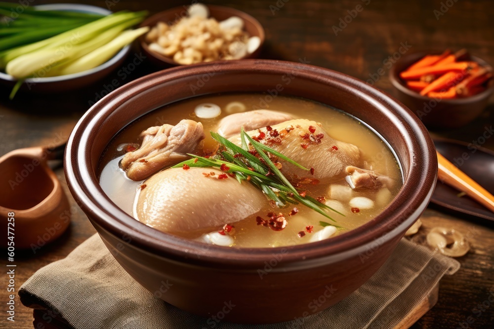 Samgye-tang or ginseng chicken soup meaning Food photography Samgye-tang or ginseng chicken soup meaning Food photography