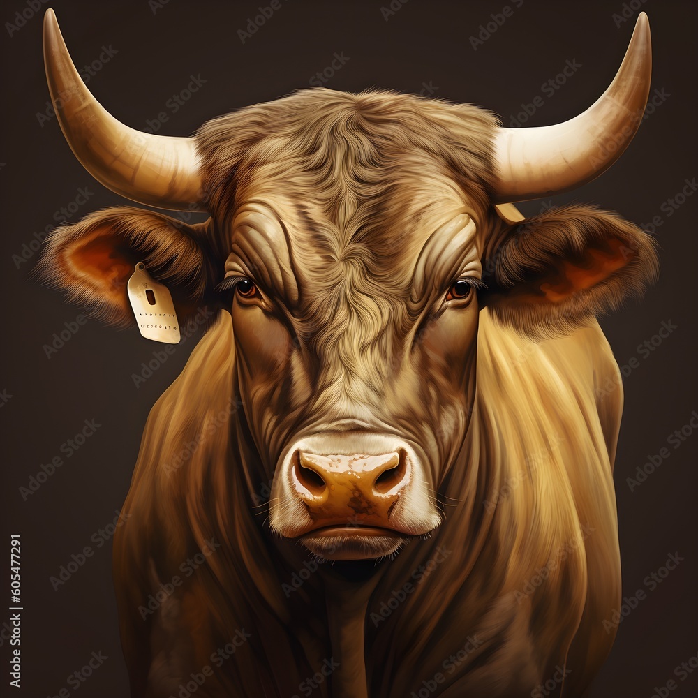 Generative AI illustration of a bull. Generative AI illustration of a bull.