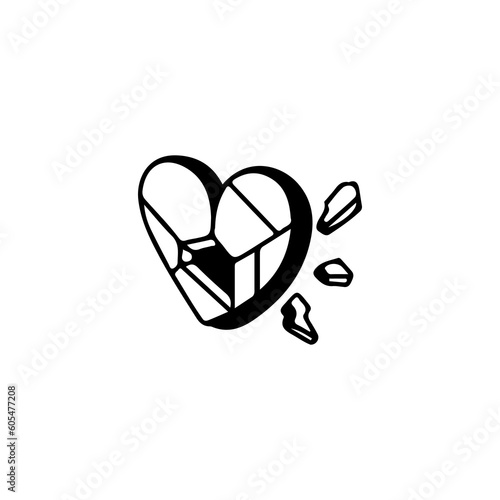 cracked heart doodle illustration vector