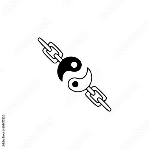 vector illustration of chain with yin yang concept