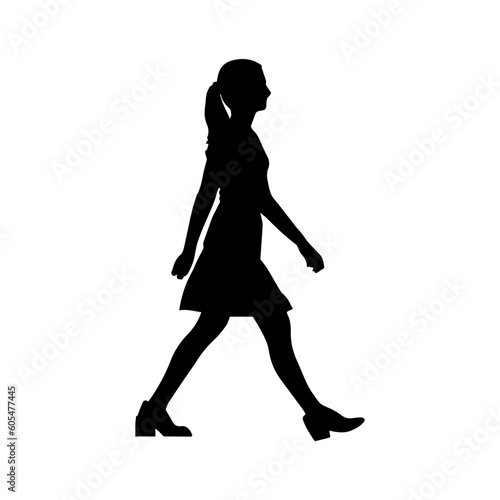 Vector illustration. Silhouette of a walking girl. Woman. Minimalism.