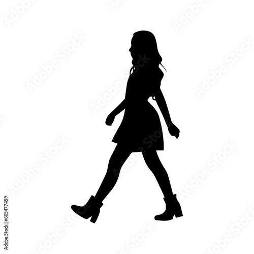 Vector illustration. Silhouette of a walking girl. Woman. Minimalism.