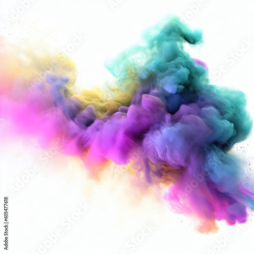 Realistic Colorful Smoke Powder Portrait, Generative AI