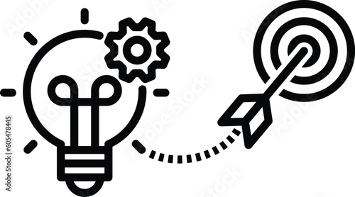light bulb with a dart board  Startup idea creative imagination jackpot highest point goals and winning education or business icon vector