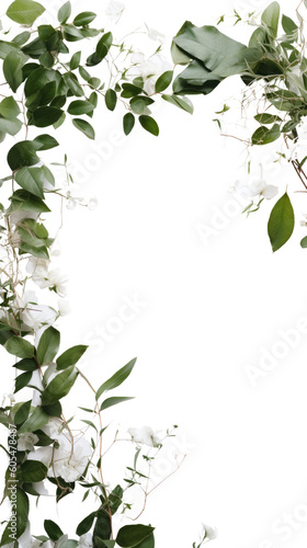 leafy garlands as a frame border, isolated with copyspace