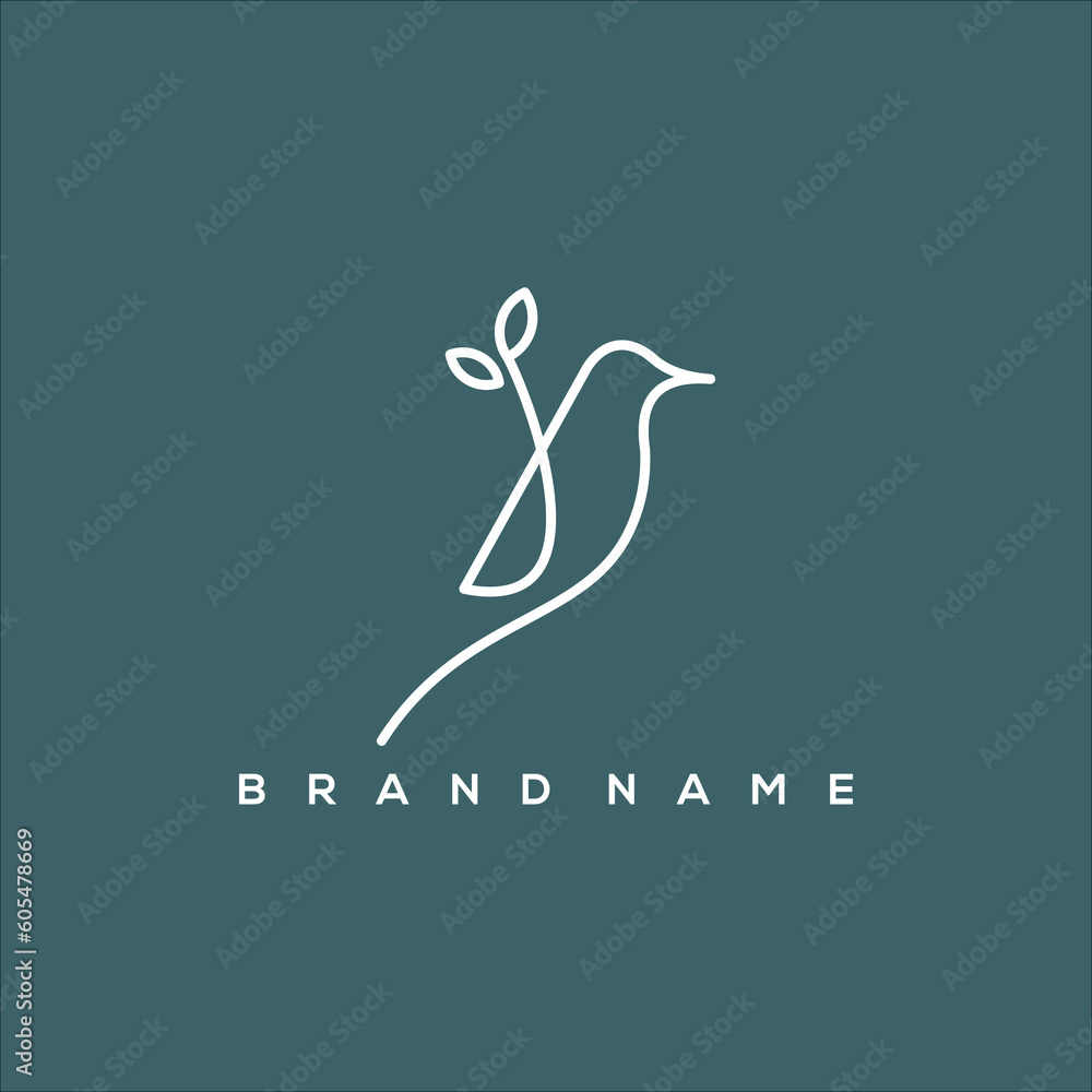 custom made wallpaper toronto digitalLine art bird and leaf logo vector