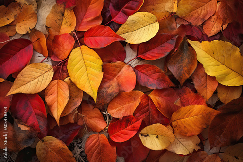 Beauty of autumn with a captivating fall foliage background. A vibrant palette of red, orange, and yellow leaves, captures the essence of the season's natural splendor.