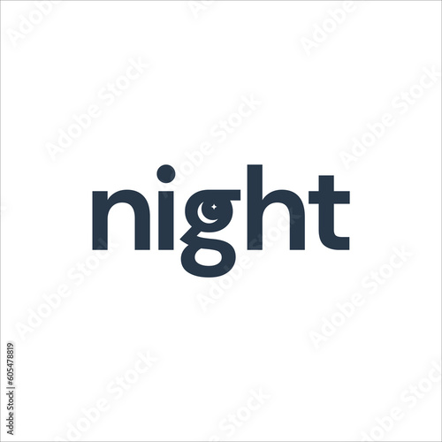 Night text logo typography logo vector