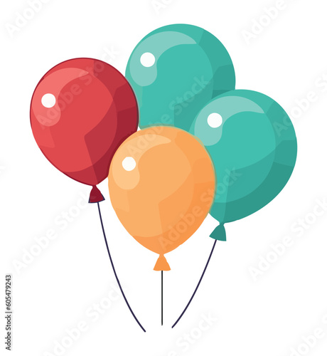 Flying multi colored balloons bring birthday joy