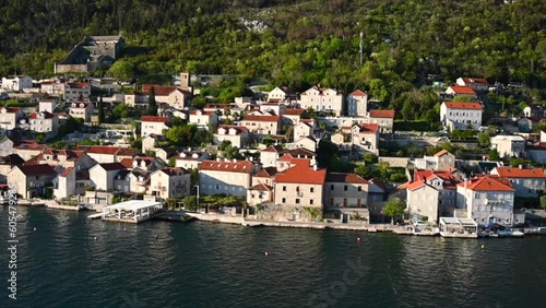 A Timelapse of a cruise ship leaving Kotor Montenegro and old mediterranean port.
