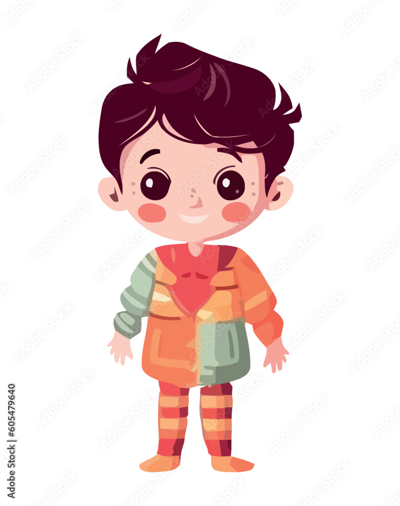 Smiling boys playing standing character Smiling boys playing standing character