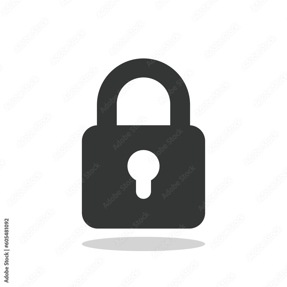 A closed lock icon on a white background. The concept of security. Vector illustration. A closed lock icon on a white background. The concept of security. Vector illustration.
