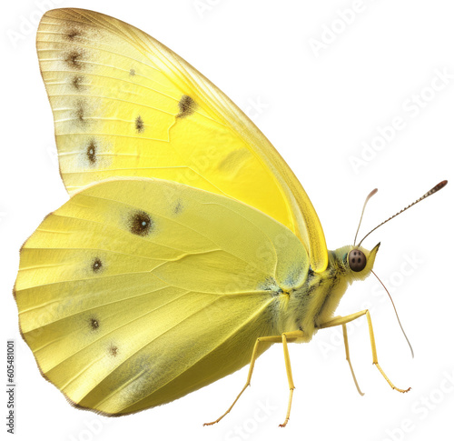 Sitting brimstone butterfly insect isolated on a white background as transparent PNG, generative AI animal photo