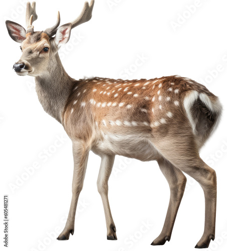 A fallow deer isolated on a white background as transparent PNG, generative AI animal photo