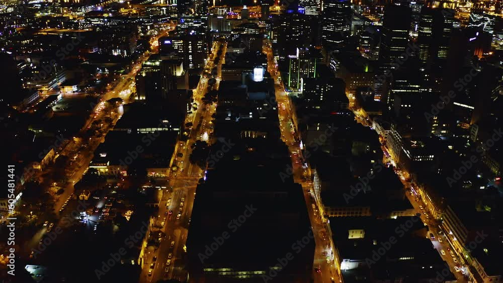 Aerial view, city background landscape at night and buildings in streets. Travel or transportation, road of urban area with traffic and scenery of outdoor with skyline development with lights Aerial view, city background landscape at night and buildings in streets. Travel or transportation, road of urban area with traffic and scenery of outdoor with skyline development with lights