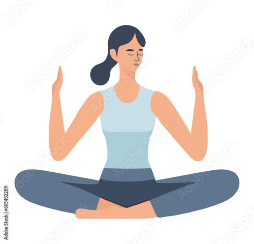 Serene women practicing yoga for relaxation exercise