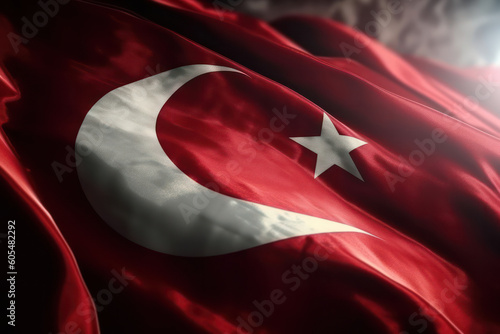 beautifully waving flag of turkey. Generative AI