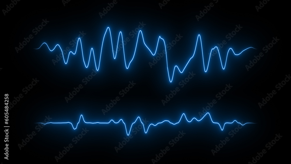 Sound wave line signal. Waveform audio spectrum. FUI, HUD element.