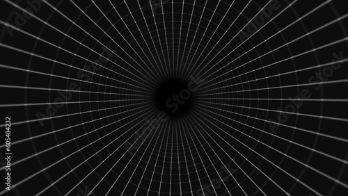 Travel through abstract Plexus tunnel. Dots and lines connection.