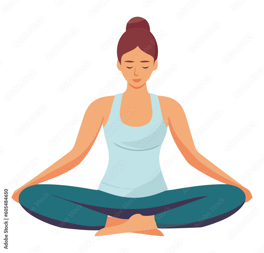 Serene women meditating in lotus position