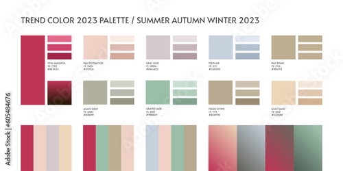 New fashion color and gradients trend 2023. Color palette forecast of the future color trend and gradients new color combinations Summer Autumn Winter 2023
